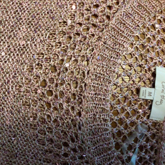 Blush color sweater with sequins threaded into the fabric. - Picture 2 of 3